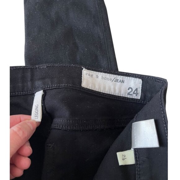 Rag & bone the legging in coated black Shimmer Stretch Jegging Women’s Size 24 - Picture 11 of 12